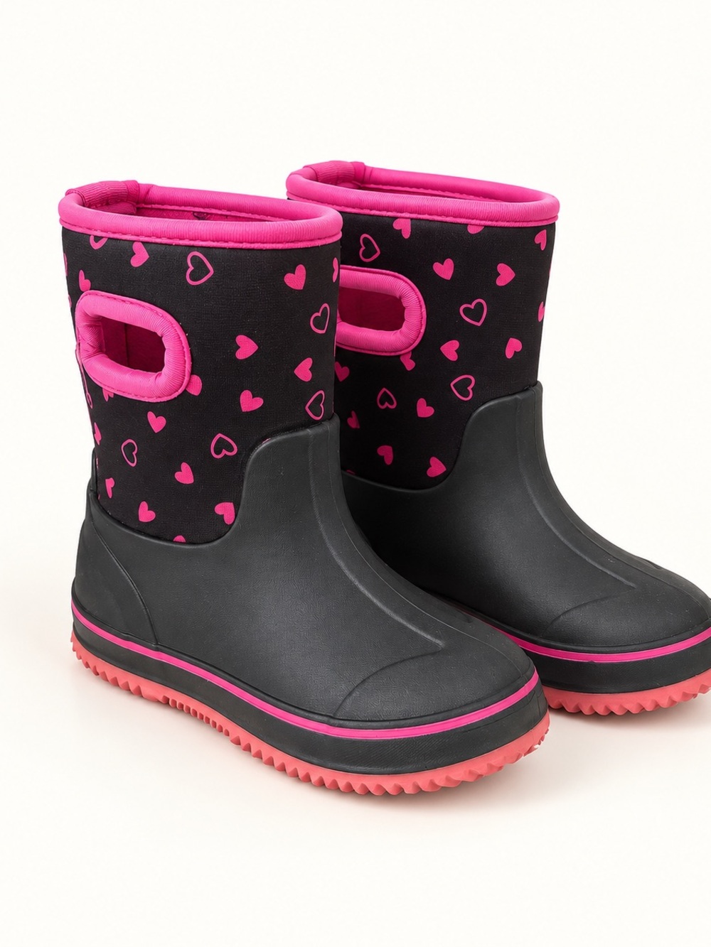 Joe fresh Girls Size 10 Winter Boots with Pink Heart Print / Kids Snow boots
